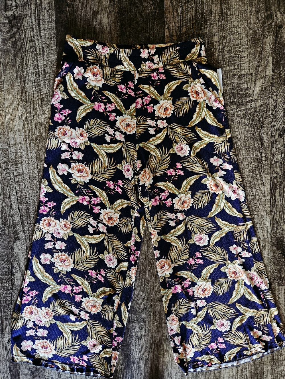 NWT ONEILL  TIKI Boho Floral Pants Navy Pnk Tan Size Large